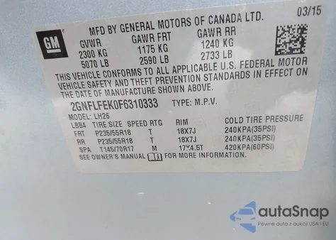 2015 Chevrolet Equinox 1Lt from USA, damaged, VIN 2GNFLFEK0F6310333